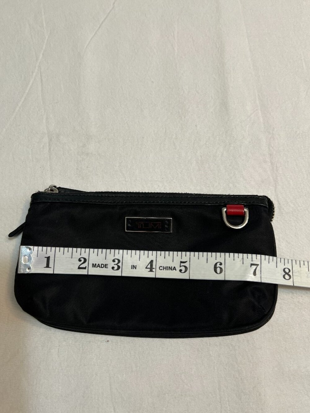 TUMI Black Nylon Wristlet Travel Pouch Cosmetic Bag Organizer Zip Clutch Small - Picture 7 of 8
